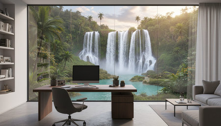 Home Work Space Interior Backgroundの写真素材