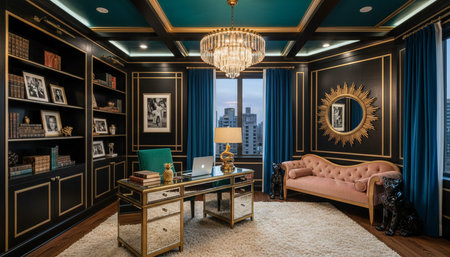 Home Work Space Interior Backgroundの写真素材