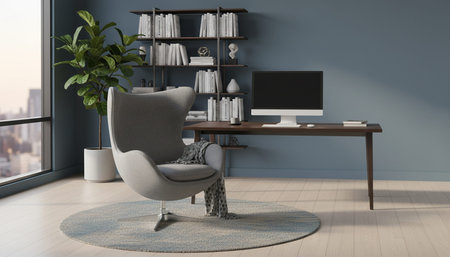 Home Work Space Interior Backgroundの写真素材