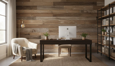 Home Work Space Interior Backgroundの写真素材