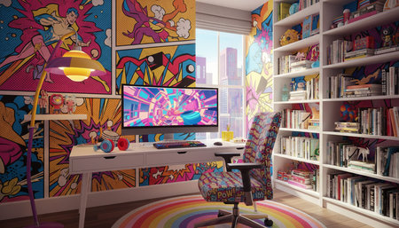 Home Work Space Interior Backgroundの写真素材