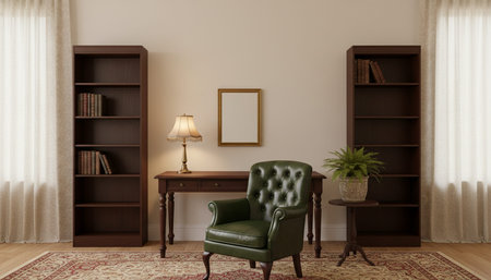 Home Work Space Interior Backgroundの写真素材