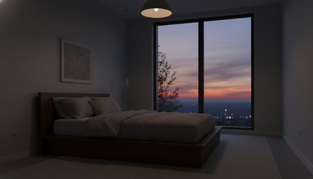 Residential Bedroom Interior Backgroundの写真素材
