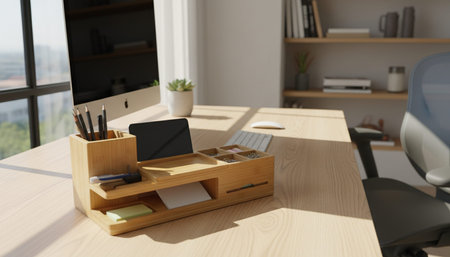 Home Work Space Interior Backgroundの写真素材