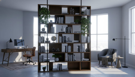 Home Work Space Interior Backgroundの写真素材