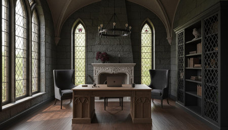 Home Work Space Interior Backgroundの写真素材