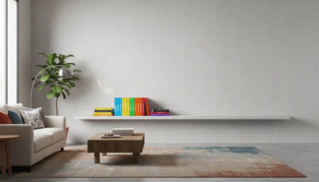 Clean Interior Room Scene Background for Creative Designの写真素材