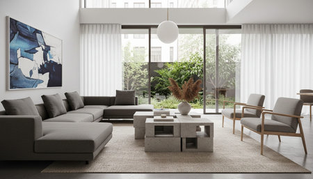 Modern Indoor Interior Space Background Photo for Creative Design