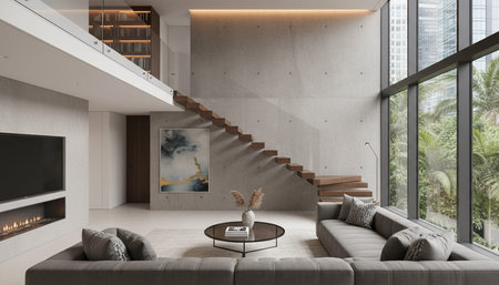 Modern Indoor Interior Space Background Photo for Creative Design