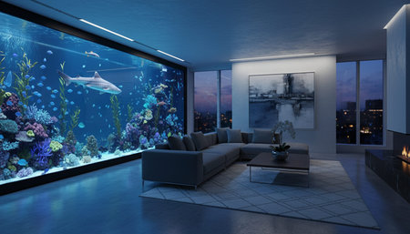 Modern Indoor Interior Space Background Photo for Creative Design