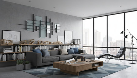Modern Indoor Interior Space Background Photo for Creative Design