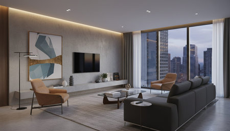 Modern Indoor Interior Space Background Photo for Creative Design