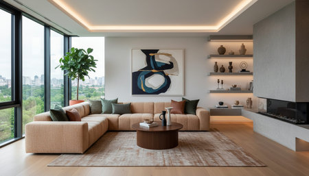 Modern Indoor Interior Space Background Photo for Creative Design
