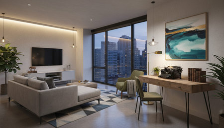 Modern Indoor Interior Space Background Photo for Creative Design