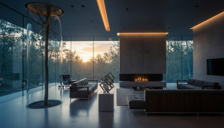 Modern Indoor Interior Space Background Photo for Creative Design