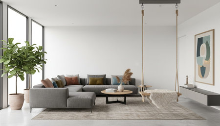 Modern Indoor Interior Space Background Photo for Creative Design