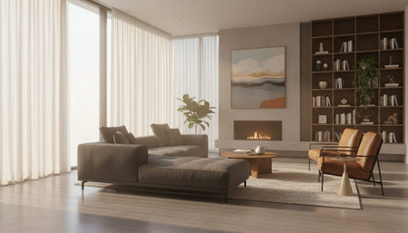 Modern Indoor Interior Space Background Photo for Creative Design