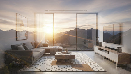 Modern Indoor Interior Space Background Photo for Creative Design