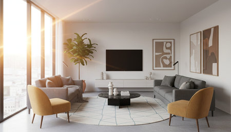 Modern Indoor Interior Space Background Photo for Creative Design