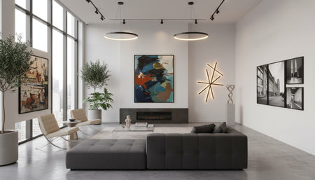 Modern Indoor Interior Space Background Photo for Creative Designの写真素材