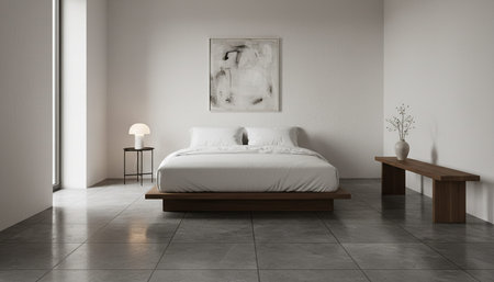 Beautiful Bedroom Room Scene Background for Creative Designの写真素材