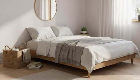 Beautiful Bedroom Room Scene Background for Creative Designの写真素材