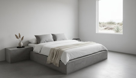 Beautiful Bedroom Room Scene Background for Creative Designの写真素材