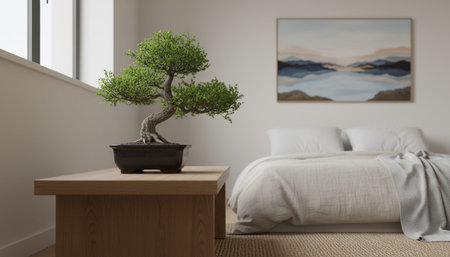 Beautiful Bedroom Room Scene Background for Creative Designの写真素材