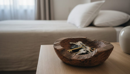 Beautiful Bedroom Room Scene Background for Creative Designの写真素材