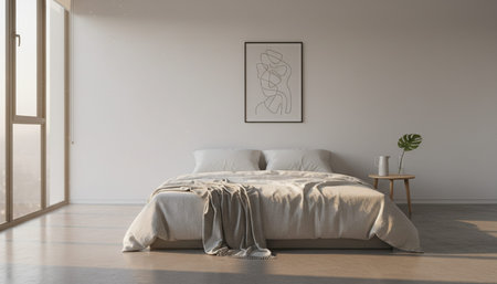 Beautiful Bedroom Room Scene Background for Creative Designの写真素材