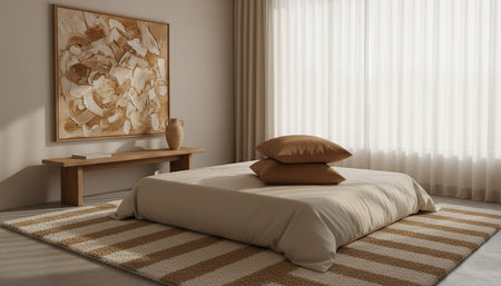 Beautiful Bedroom Room Scene Background for Creative Designの写真素材