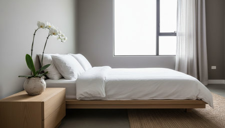 Beautiful Bedroom Room Scene Background for Creative Designの写真素材