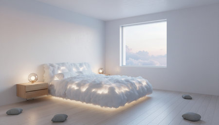 Beautiful Bedroom Room Scene Background for Creative Designの写真素材