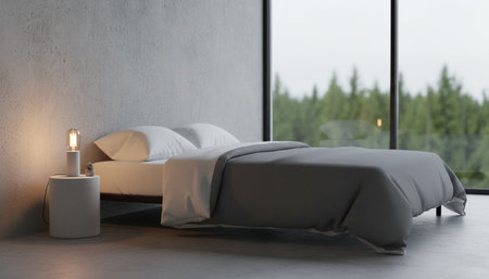 Beautiful Bedroom Room Scene Background for Creative Designの写真素材