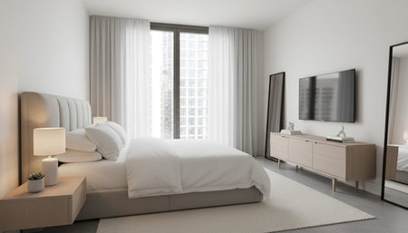 Beautiful Bedroom Room Scene Background for Creative Design