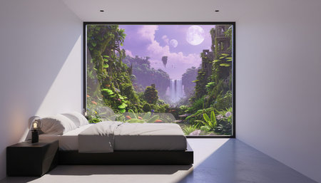 Beautiful Bedroom Room Scene Background for Creative Design