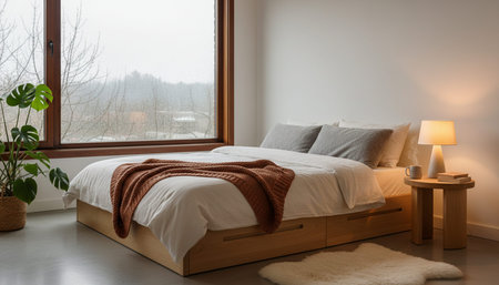 Beautiful Bedroom Room Scene Background for Creative Design