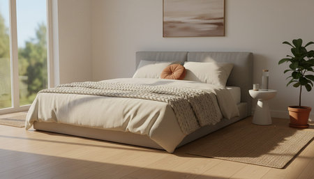 Beautiful Bedroom Room Scene Background for Creative Design