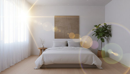 Beautiful Bedroom Room Scene Background for Creative Design
