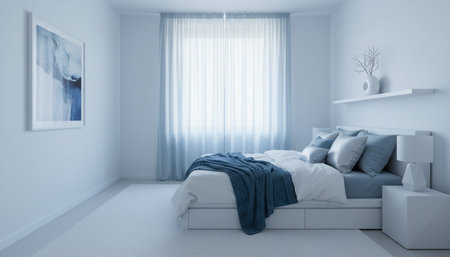 Beautiful Bedroom Room Scene Background for Creative Design