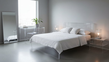 Beautiful Bedroom Room Scene Background for Creative Designの写真素材