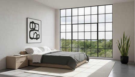 Beautiful Bedroom Room Scene Background for Creative Design