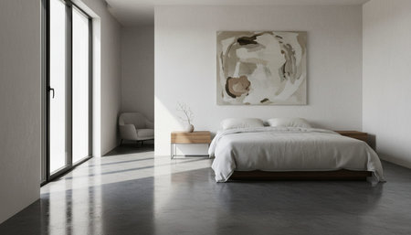 Beautiful Bedroom Room Scene Background for Creative Designの写真素材