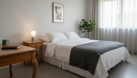 Beautiful Bedroom Room Scene Background for Creative Design