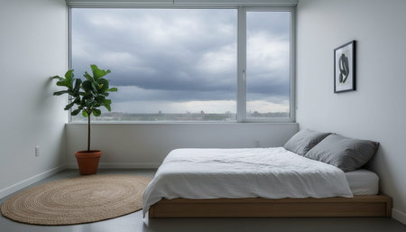 Beautiful Bedroom Room Scene Background for Creative Designの写真素材