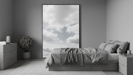 Beautiful Bedroom Room Scene Background for Creative Design
