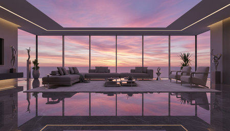 Modern Indoor Interior Space Background Photo for Creative Designの写真素材