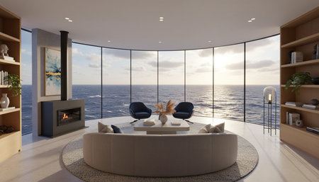 Modern Indoor Interior Space Background Photo for Creative Designの写真素材