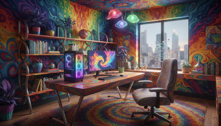 Creative Workspace Interior Room Backgroundの写真素材