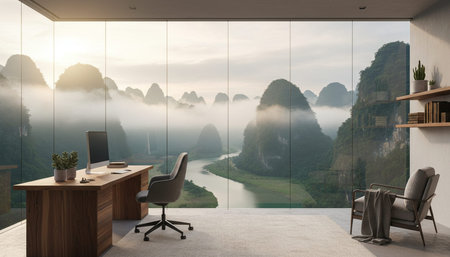 Creative Workspace Interior Room Backgroundの写真素材